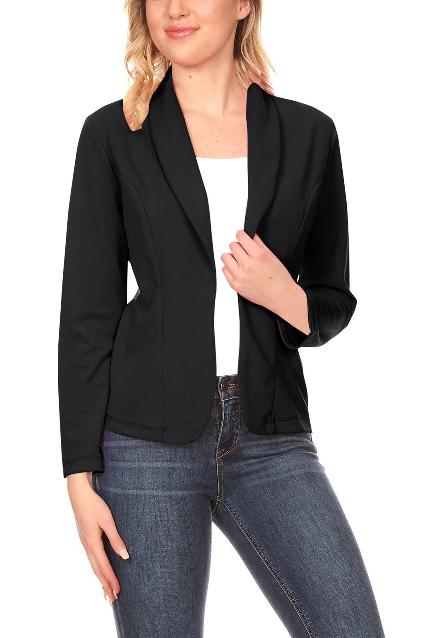 Women's Casual Solid Fitted Long Sleeve Blazer Jacket