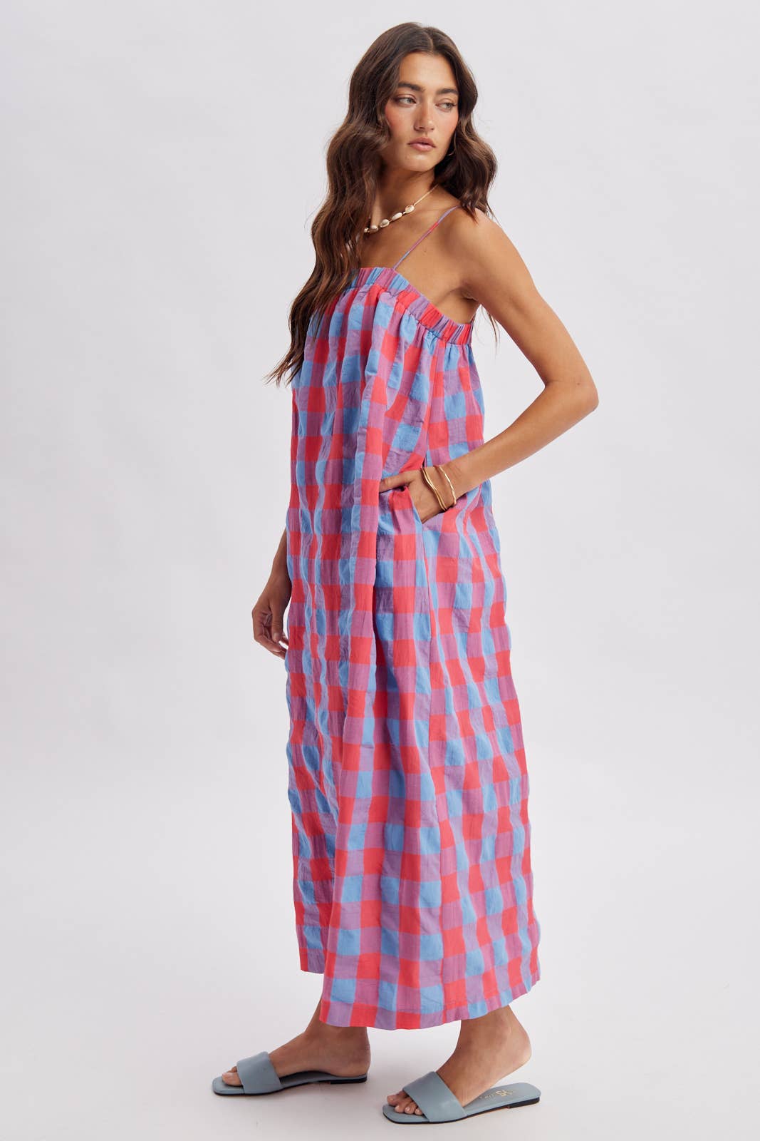 GINGHAM MIDI DRESS