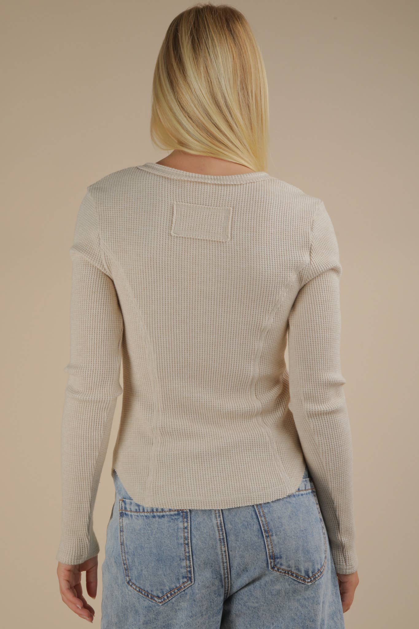 NT12243-Button Down Fitted Knit Casual Top