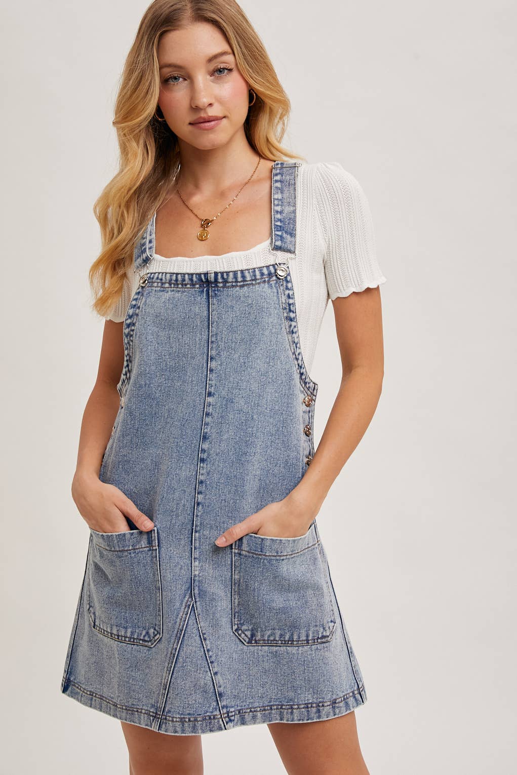 OVERALL MINI DRESS WITH POCKETS