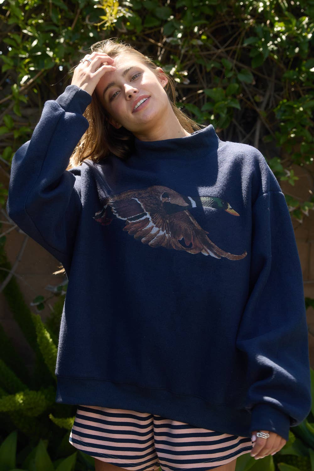 BUCKETLIST INC - IT2594-MALLARD | 'Lucky & Mallard' Mock-Neck Sweatshirt