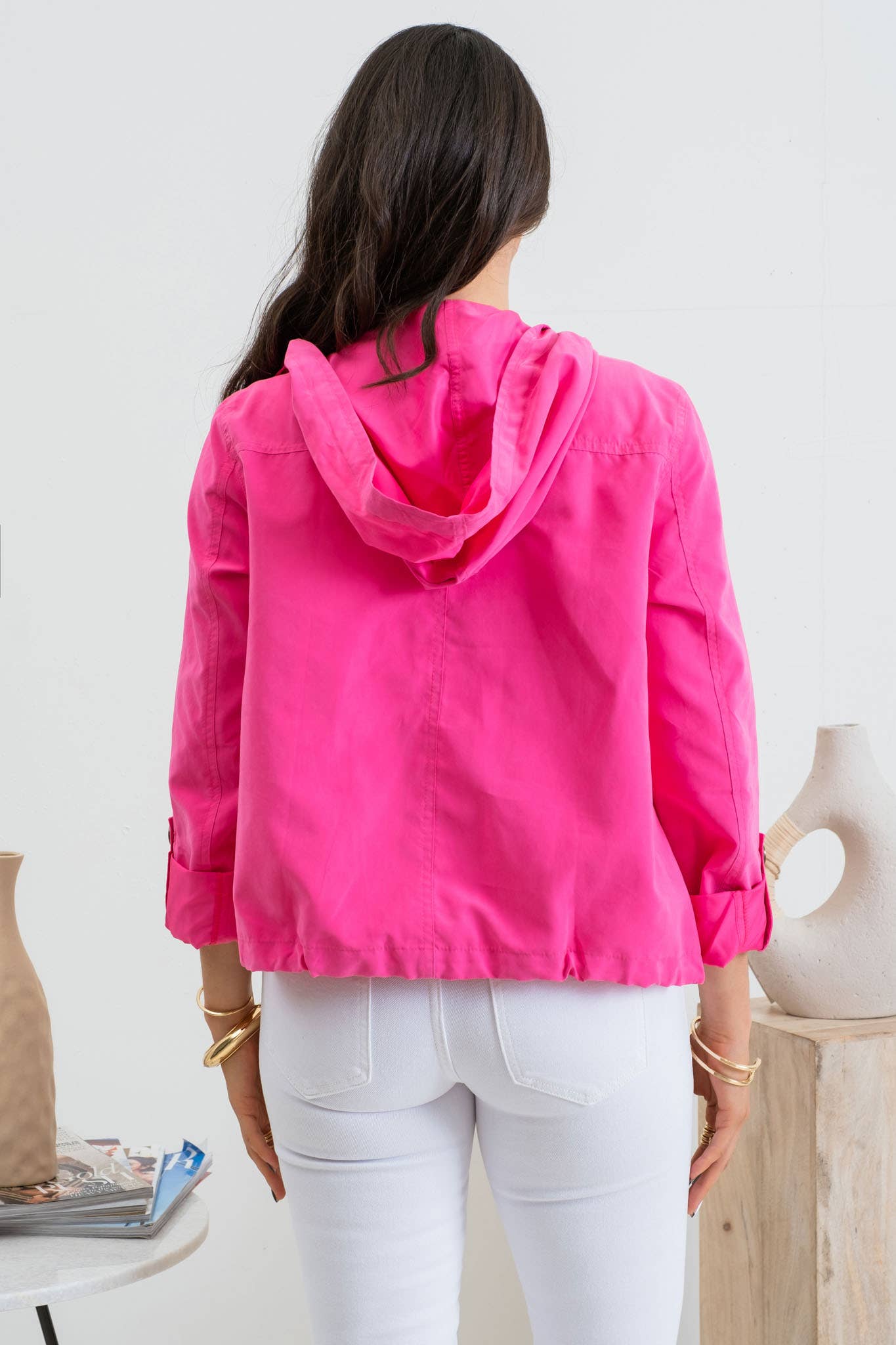 PLUS SNAP BUTTON ZIP UP HOODED JACKET