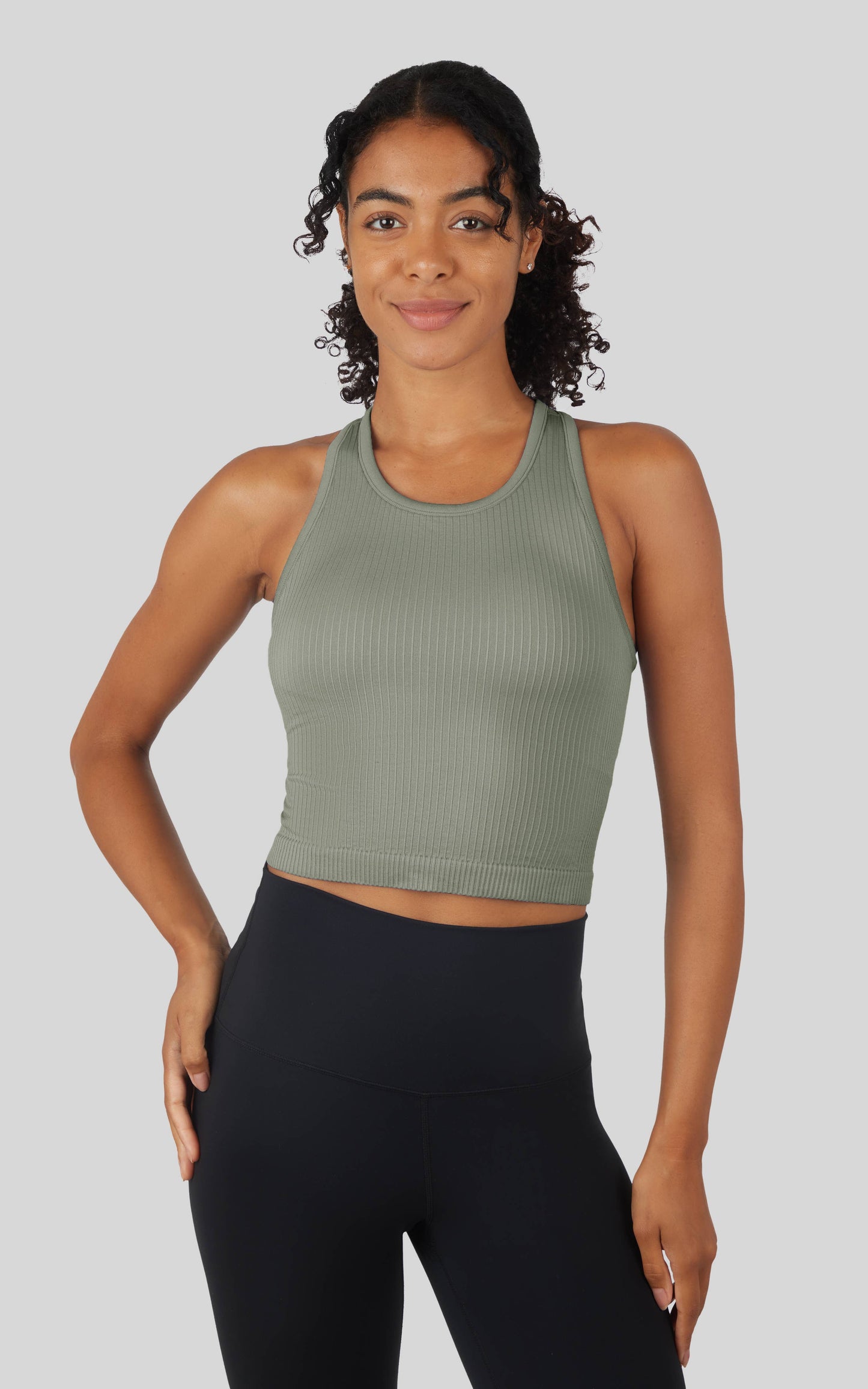 Women's Essential Rib Seamless Racerback Tank with Inner Bra