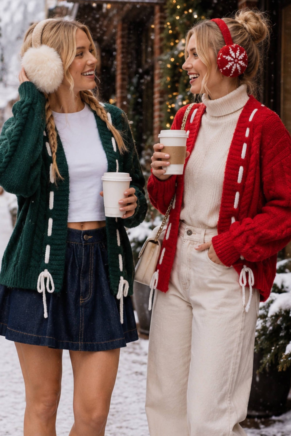 Holiday Ribbon Cable Knit Cardigan