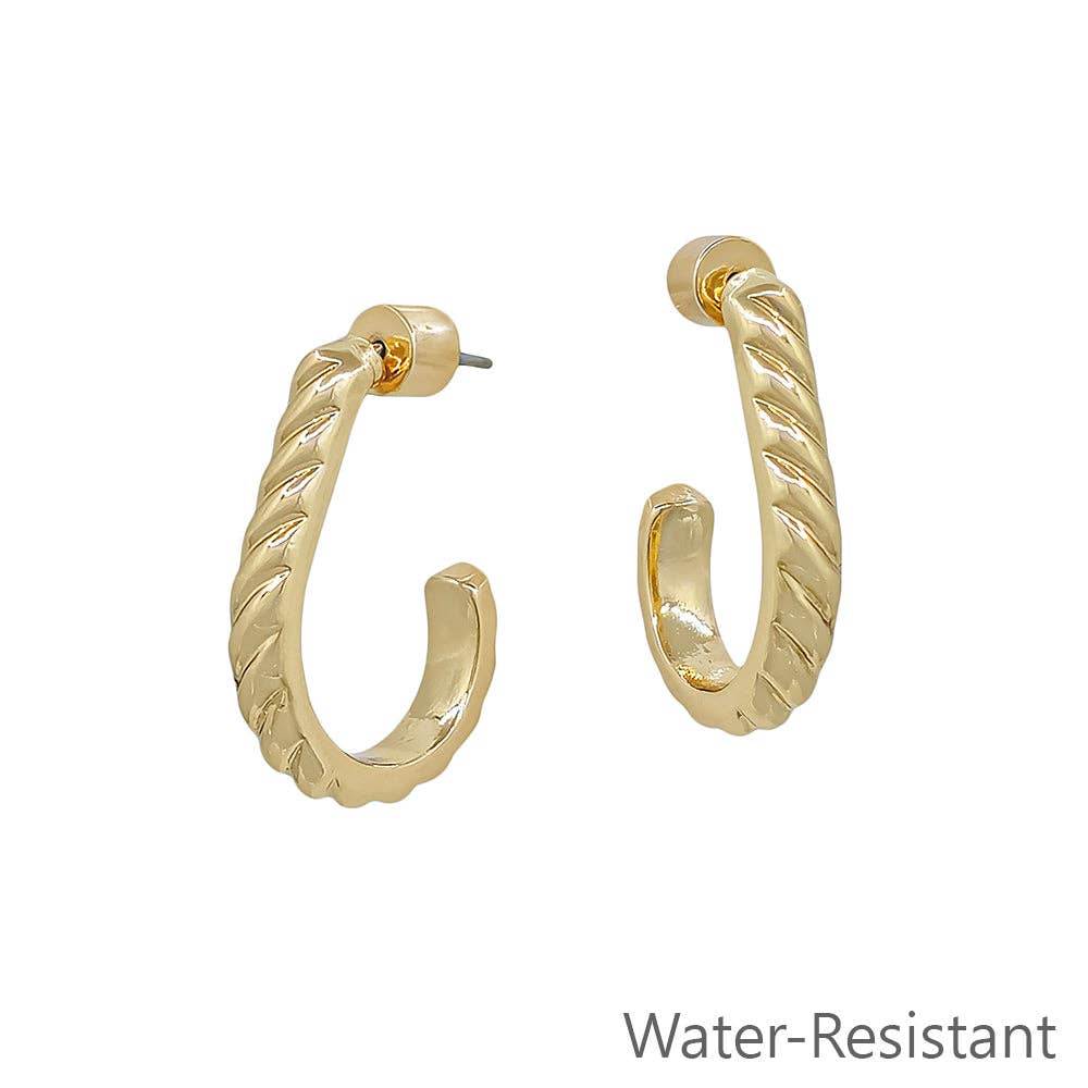 What's Hot - Water Resistant Wave Textured 1" Teardrop Earring