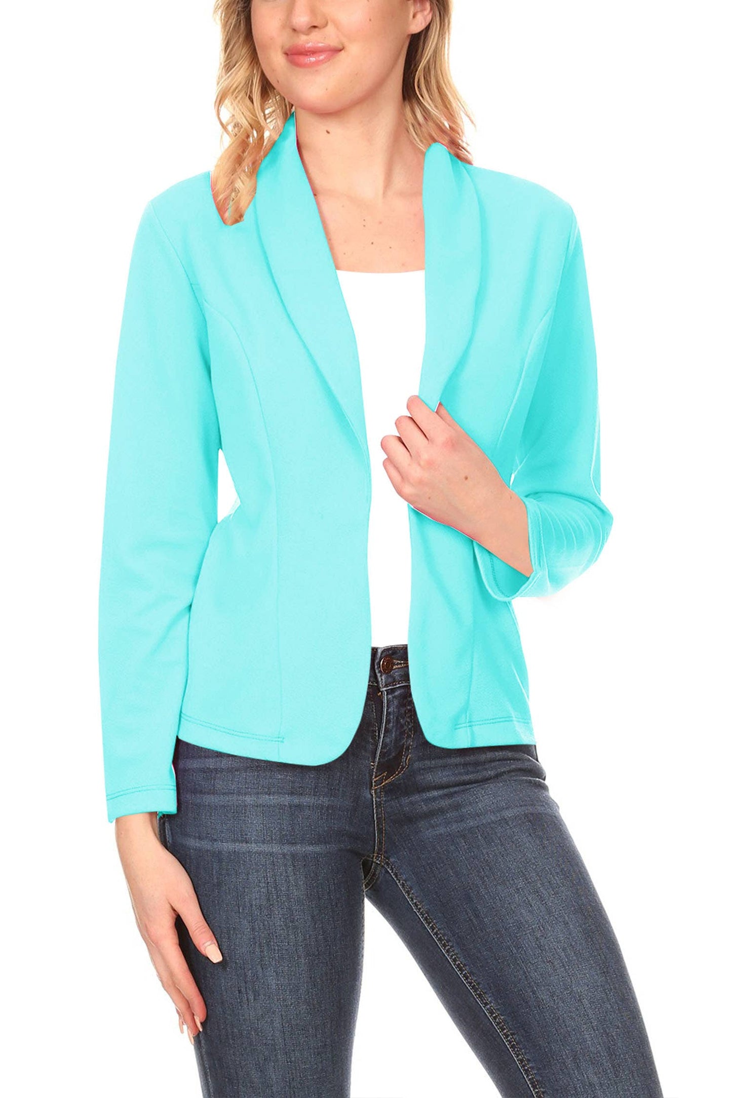 Women's Casual Solid Fitted Long Sleeve Blazer Jacket