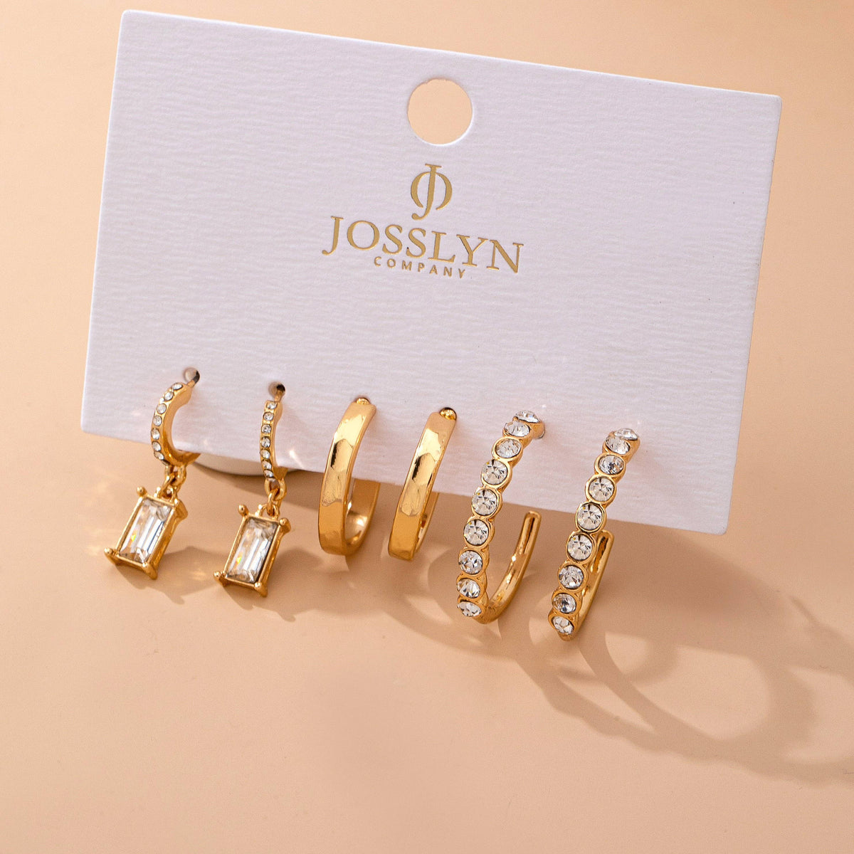 JOSSLYN by wall to wall - Crystal-Accented Gold Hoop Earring Set | 80E61945