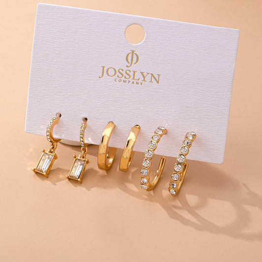 JOSSLYN by wall to wall - Crystal-Accented Gold Hoop Earring Set | 80E61945