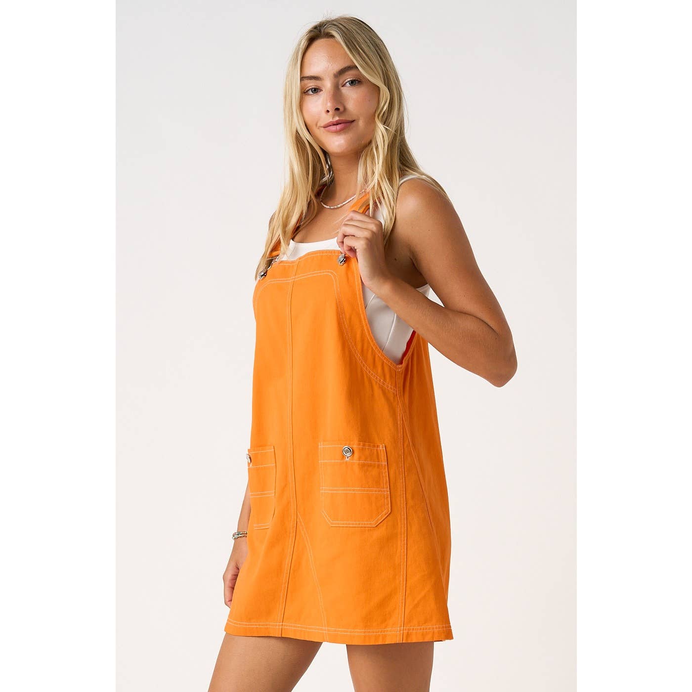 GAME DAY CONTRAST STITCH BIB OVERALL  DRESS