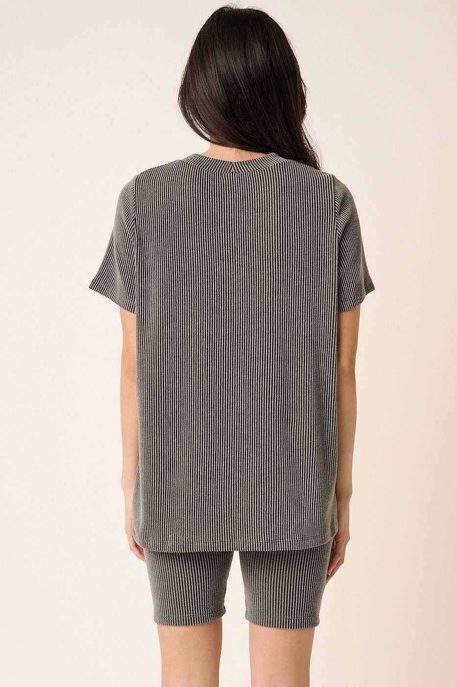 mittoshop - SET10471-RIB KNIT T-SHIRT AND BIKER SHORT SET