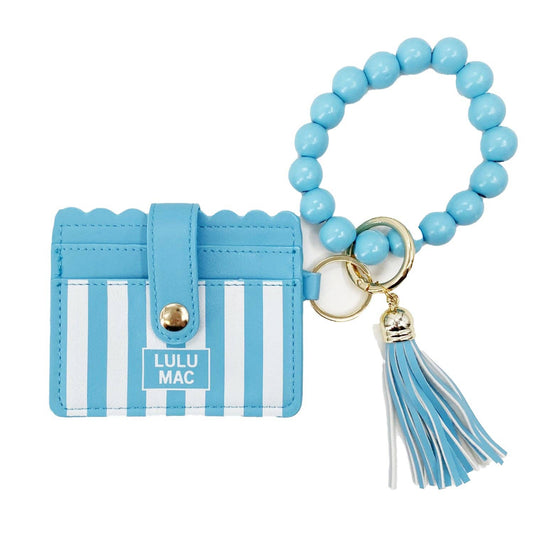 Girlie Girl Originals - LM-7311 Beaded Wristlet ID Wallet Blue Stripe Darby