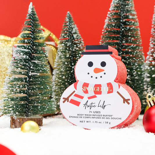 Spongellé  |  Bestsellers: Fall, Halloween, Christmas 2026 - Arctic Lily Snowman Holiday Buffer - Christmas Stocking Gift