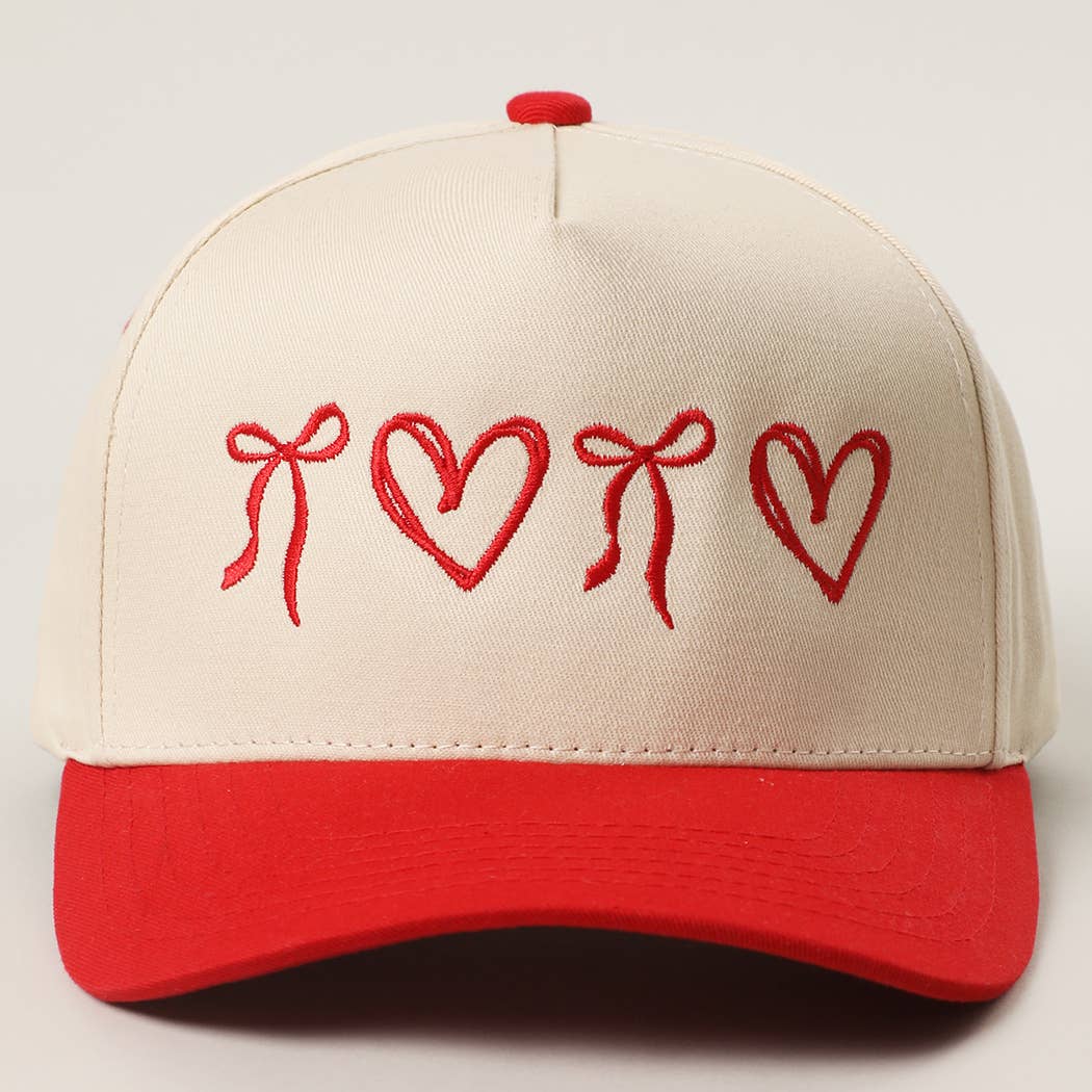 Sweet Hearts and Bows Embroidery Two-Tone Trucker Hat