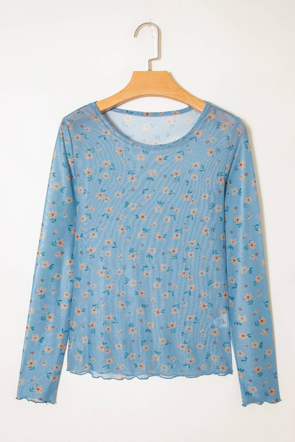 66DISCO - Western Vintage Floral Southern Style Mesh Long Sleeve Top