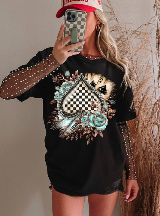 Red Dirt Transfers - Checker Spades T-Shirt | Trendy Western Shirt | Fast Shipping | Super Soft Shirts for Men/Women/Kid's (Copy)