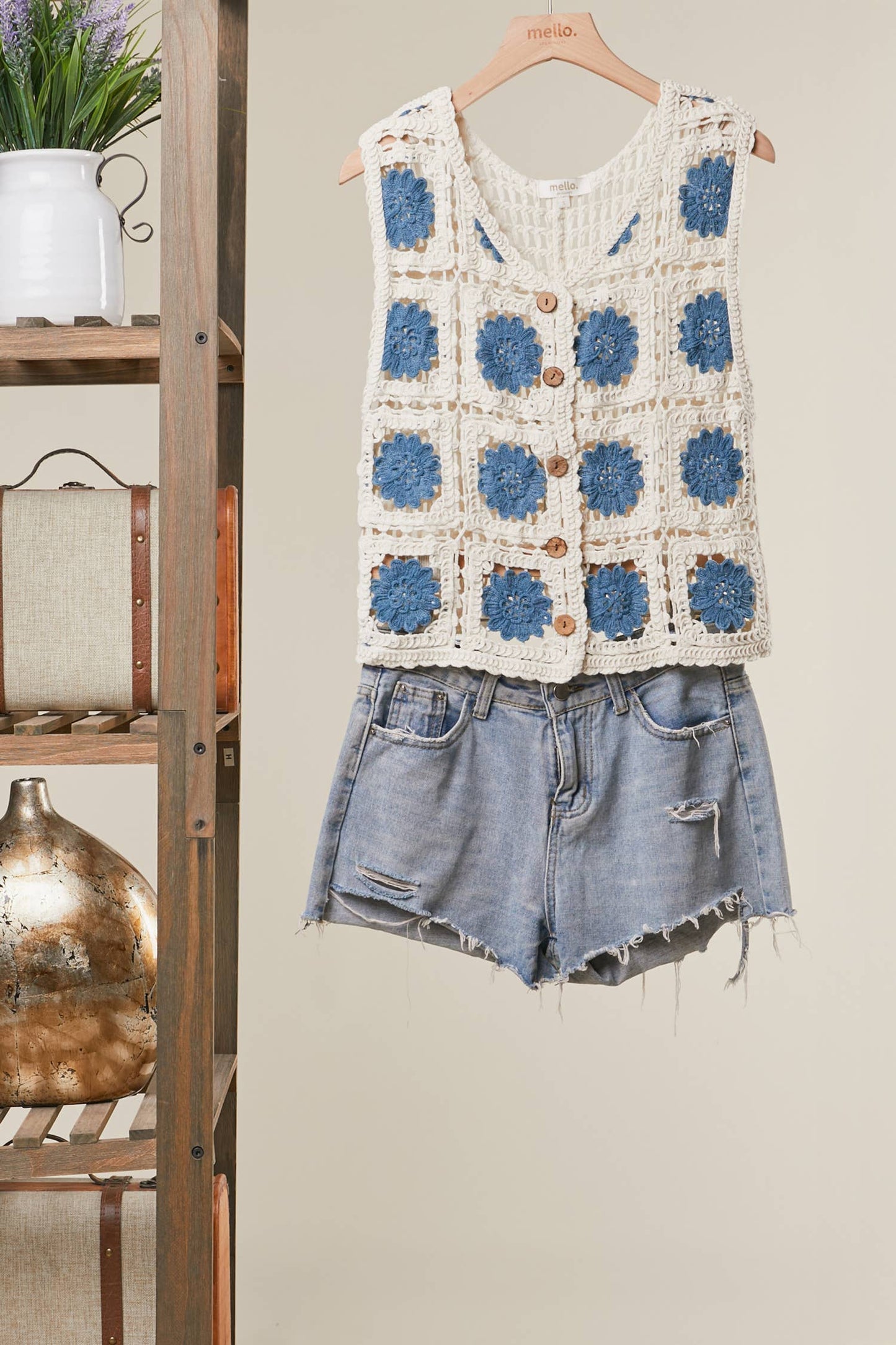 Mello. - CROCHET STYLE TANK SWEATER TOP