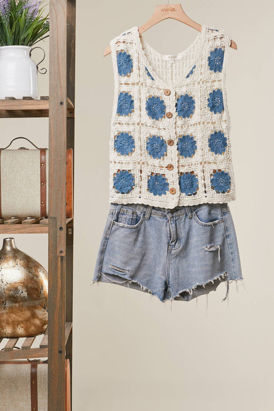 Mello. - CROCHET STYLE TANK SWEATER TOP