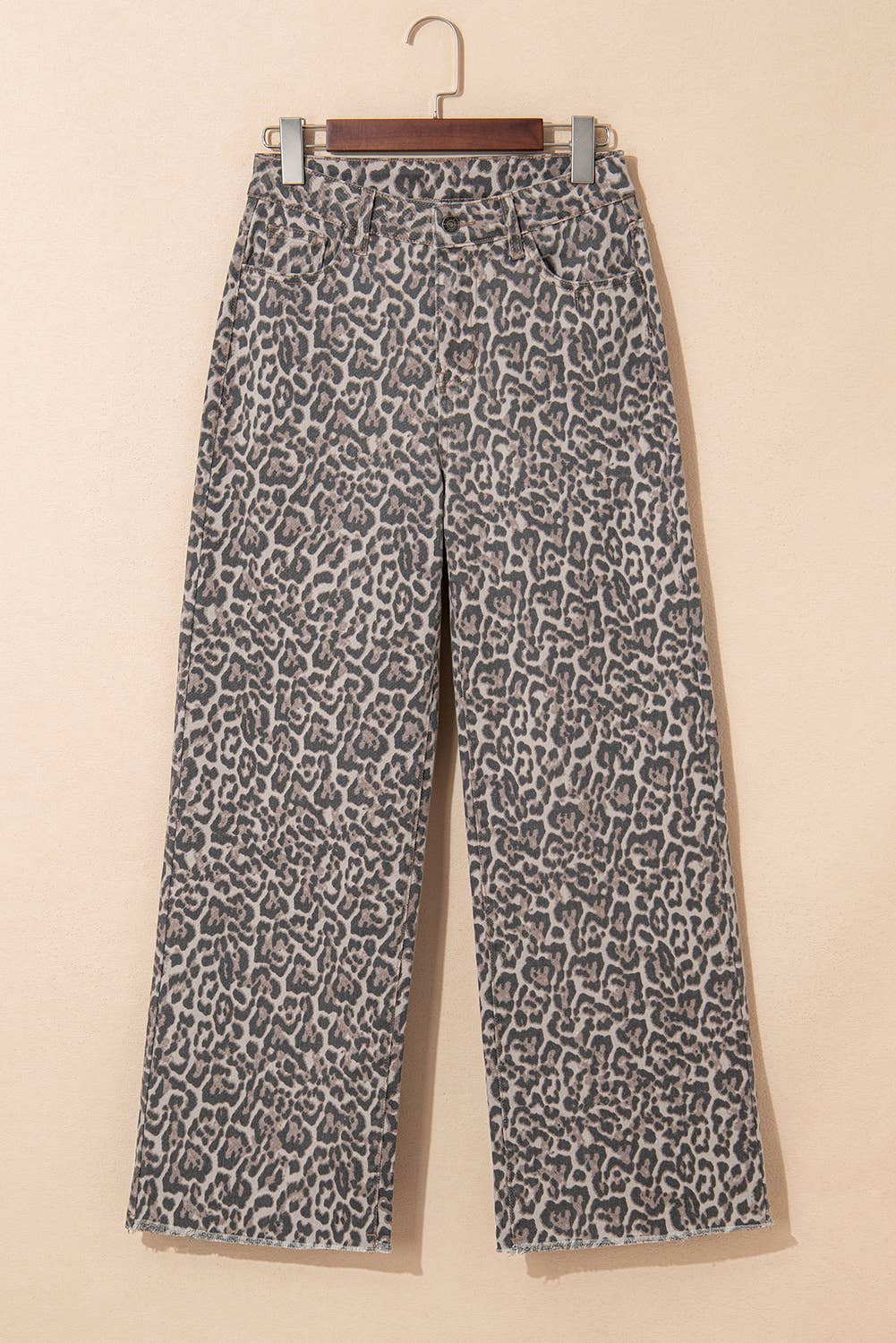 66 Western Leopard Love Edge Wide Leg High Waist Jeans