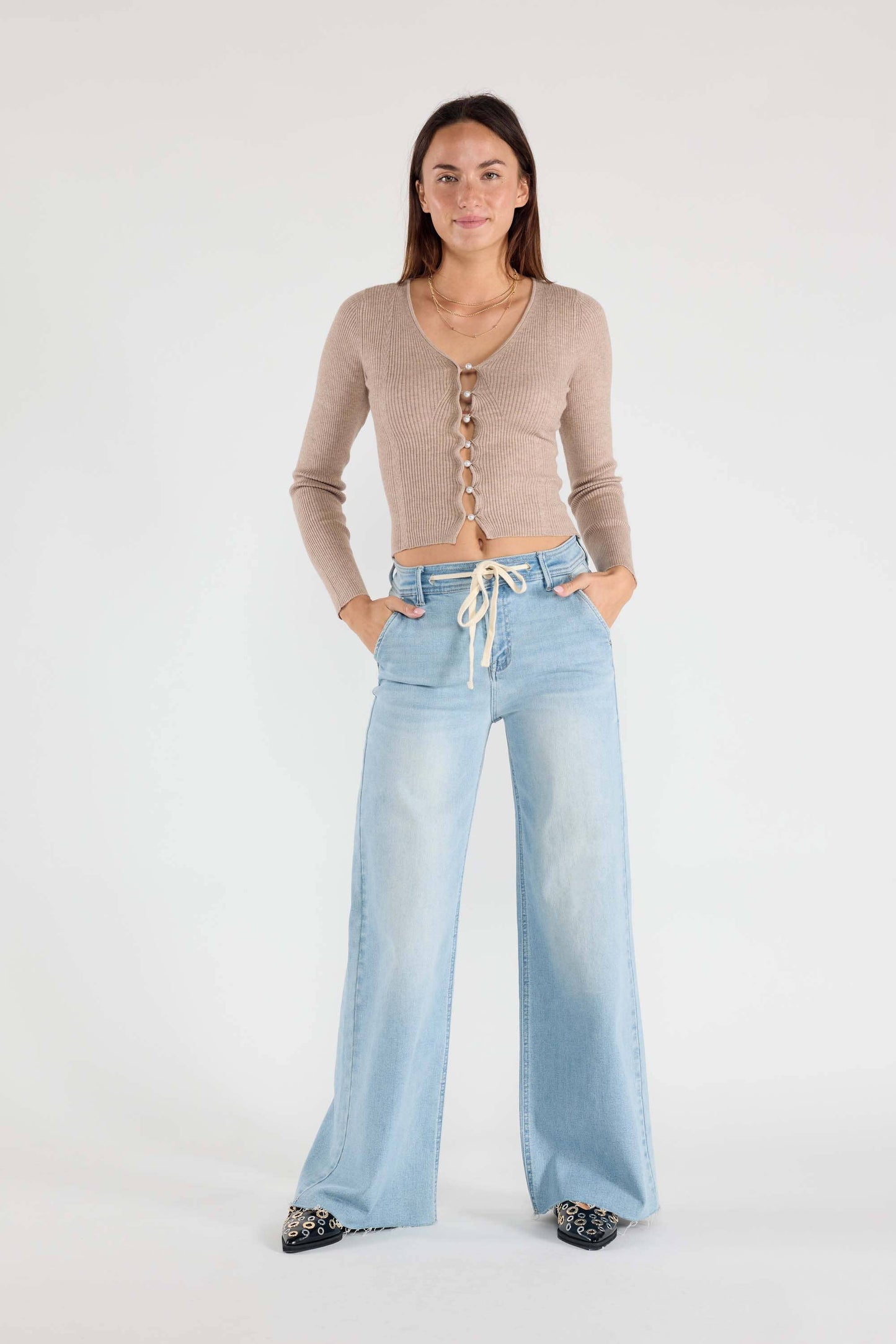 OPEN PACK Relaxed Wide Jeans Waist String XP7004