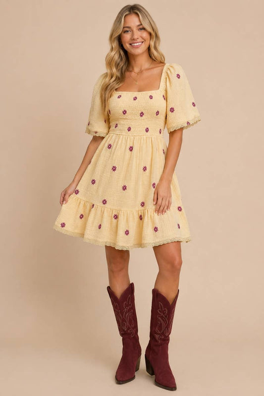 Gauze  Embroidered Dress