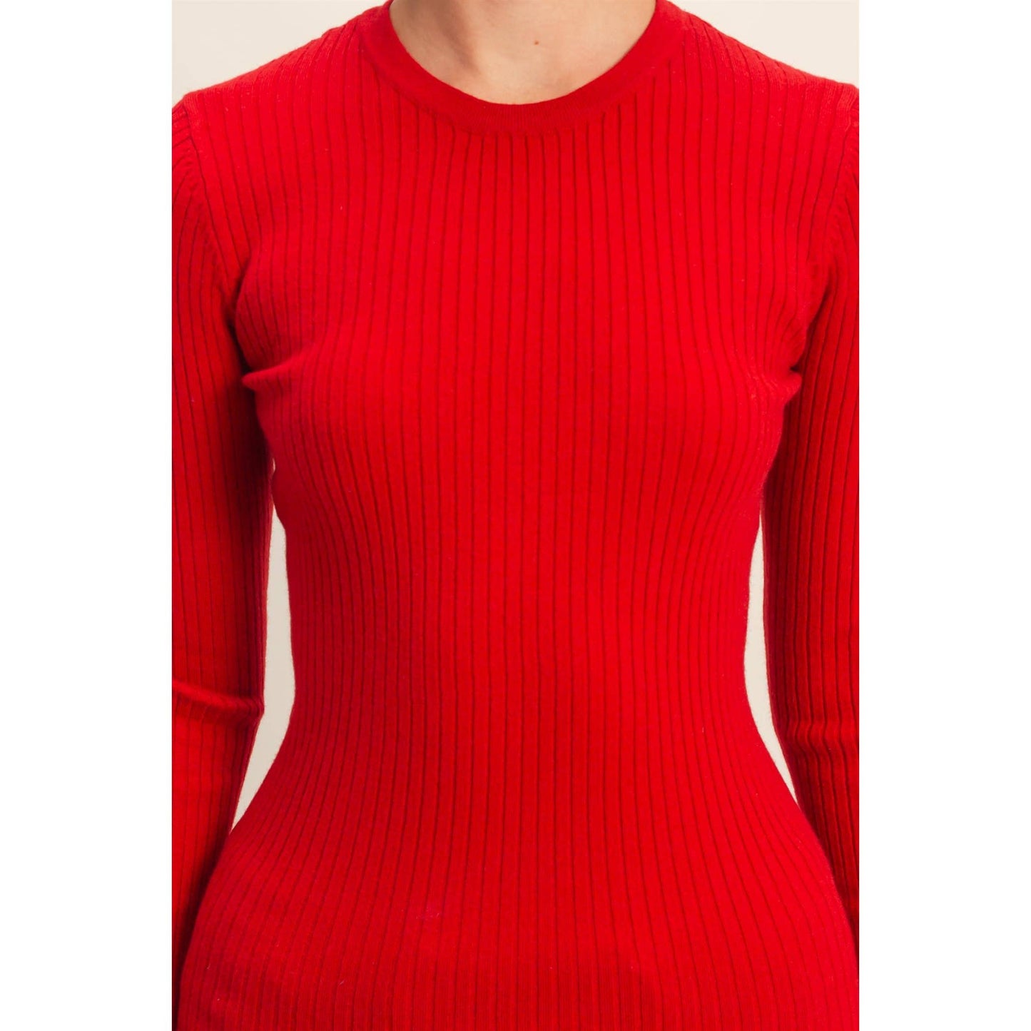 Ribbed Long Sleeve Knit Top