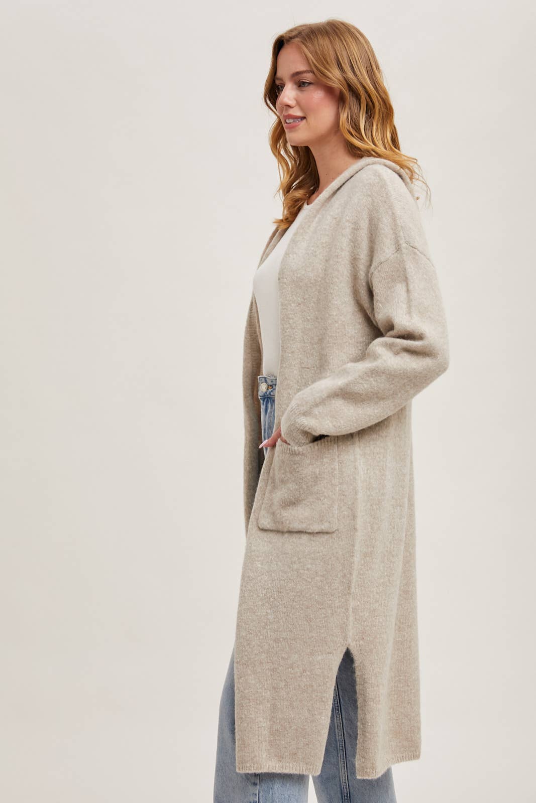 LONGLINE HOODIE OPEN FRONT CARDIGAN