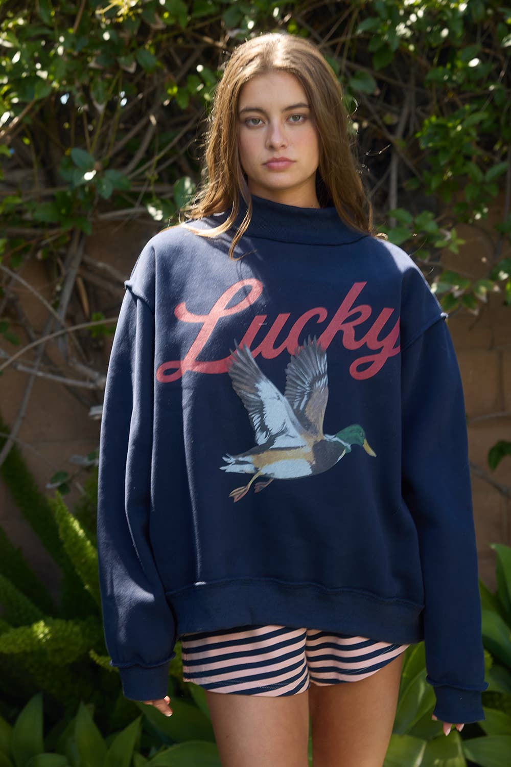 BUCKETLIST INC - IT2594-MALLARD | 'Lucky & Mallard' Mock-Neck Sweatshirt