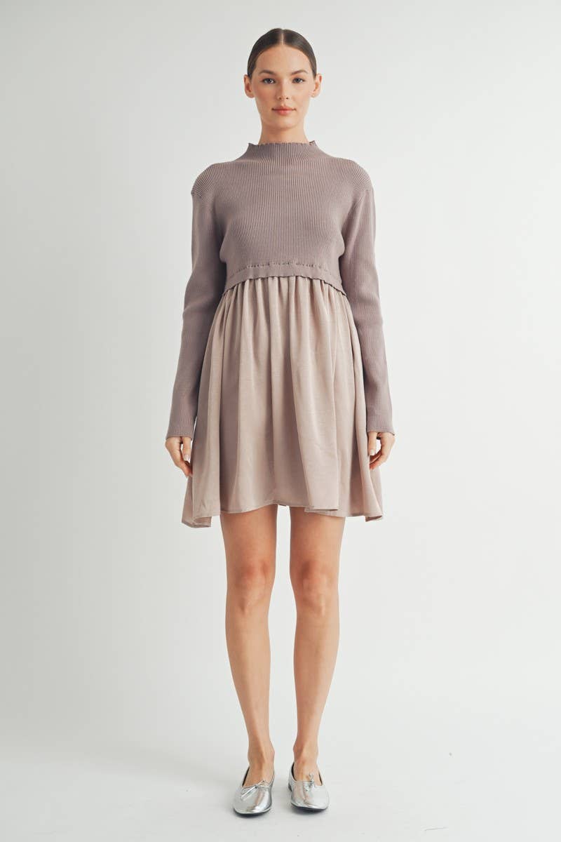 Long Sleeve Twofer Sweater Mini Dress