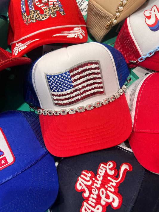 Sequin Flag Trucker