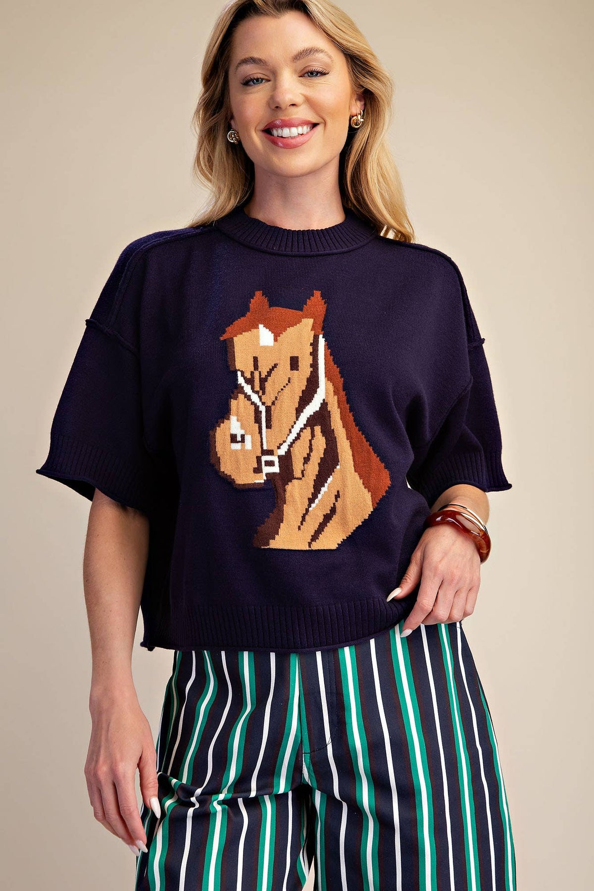 Glam - Western Horse Crew Neck Sweater