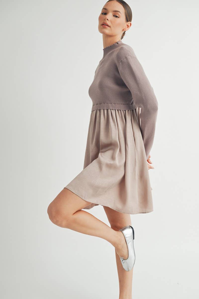 Long Sleeve Twofer Sweater Mini Dress