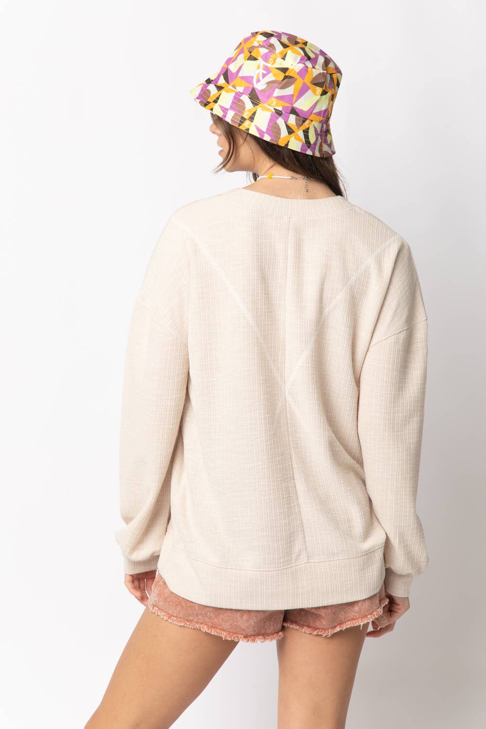 VERY J - NT10897-Ribbed Knit V Stitch Top