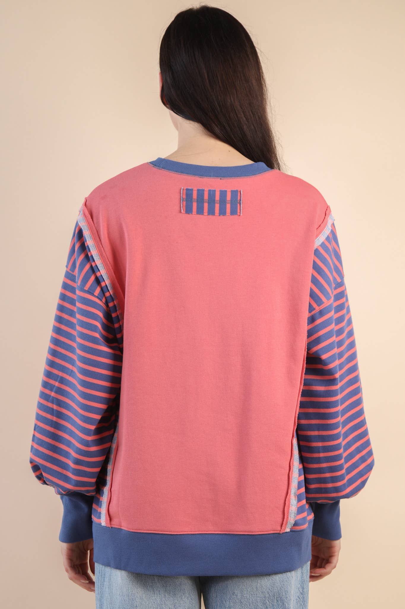 NT12221-Oversized Striped Casual Knit Top