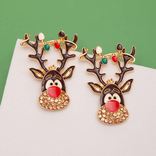 SP Sophia Collection - Reindeer With Christmas Light Antlers And Crystal Earrings