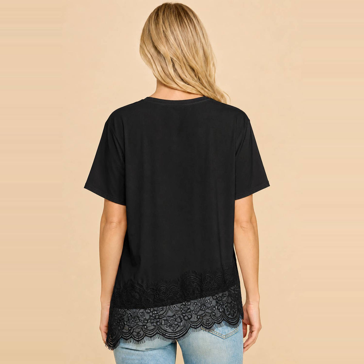 Les Amis - Asymmetrical Lace Trim Top B