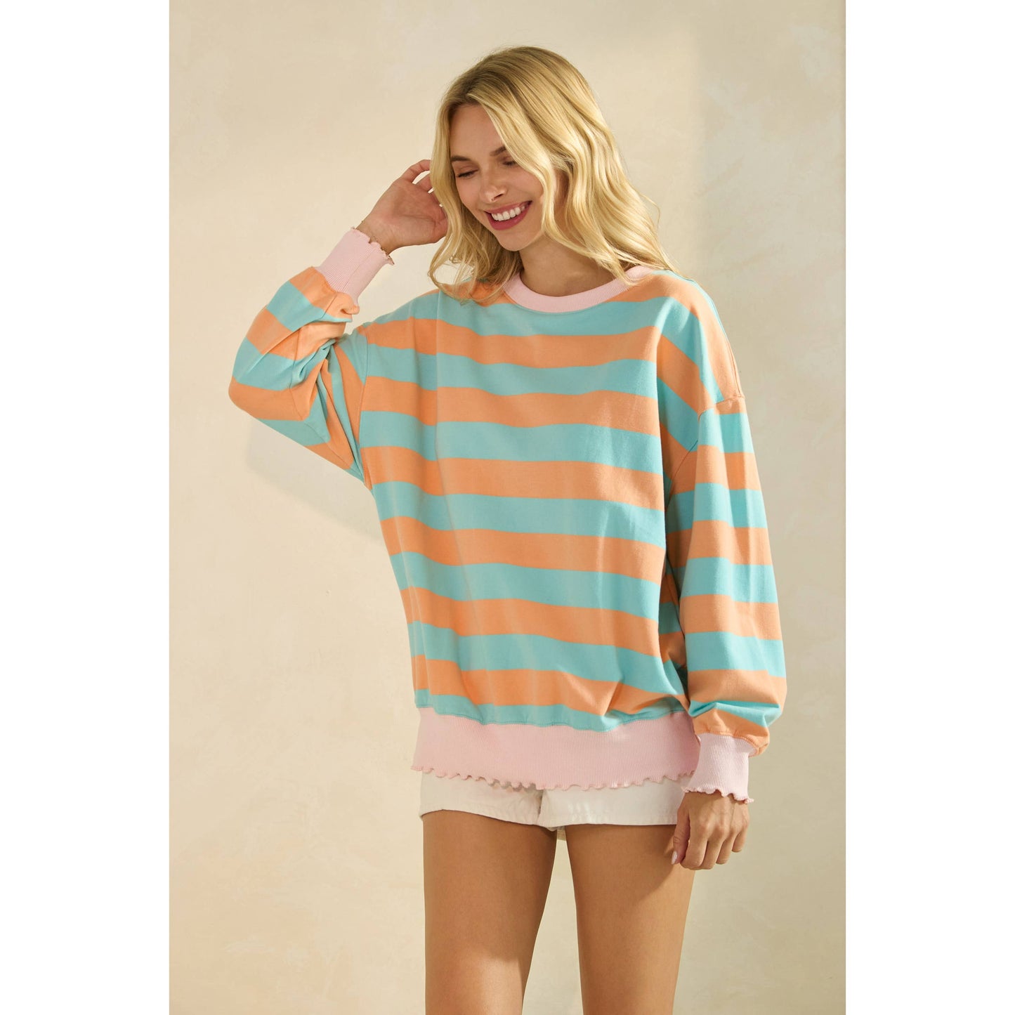Striped Knit Long Sleeve Top