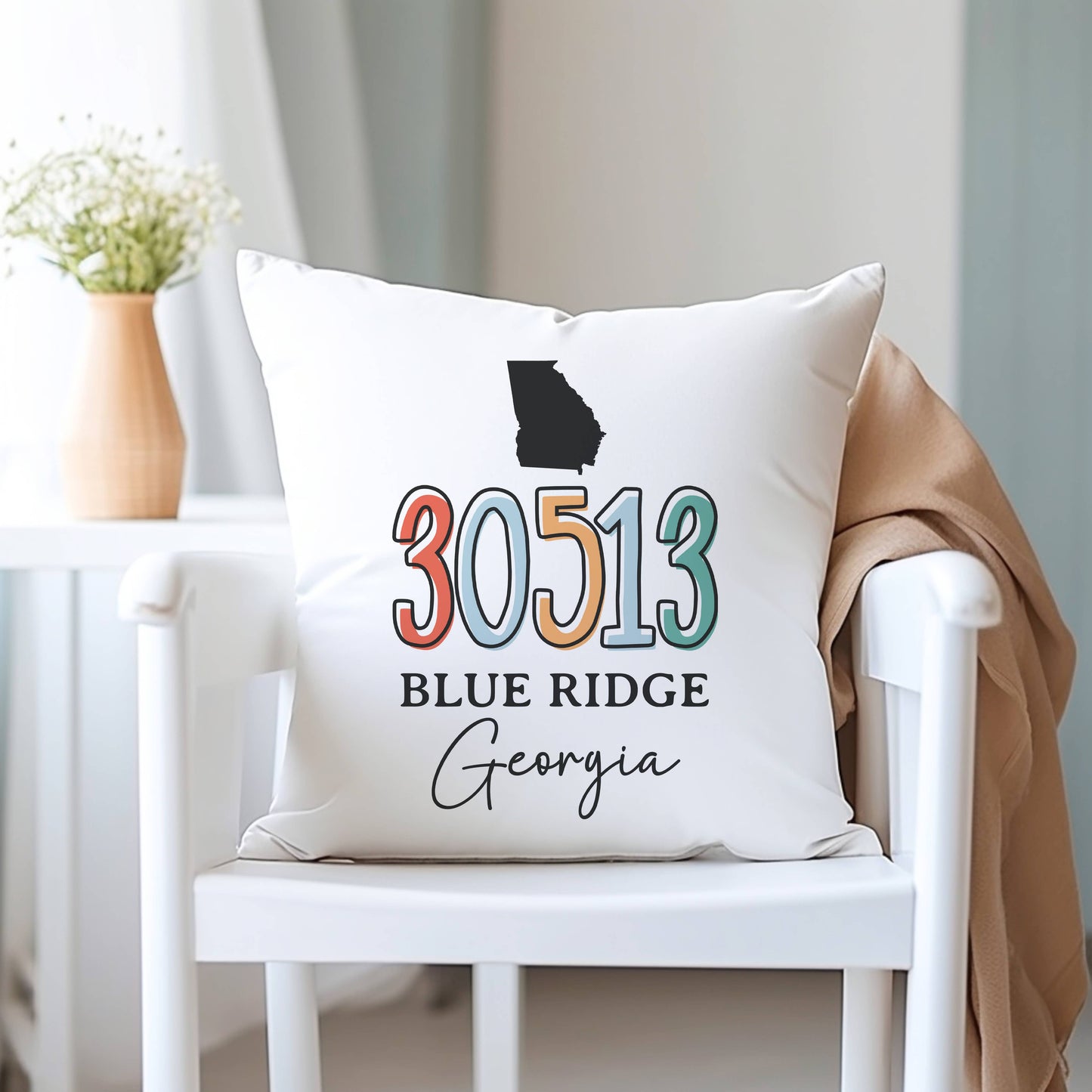 Custom Localization Pillow, Personalize Zip Code City State