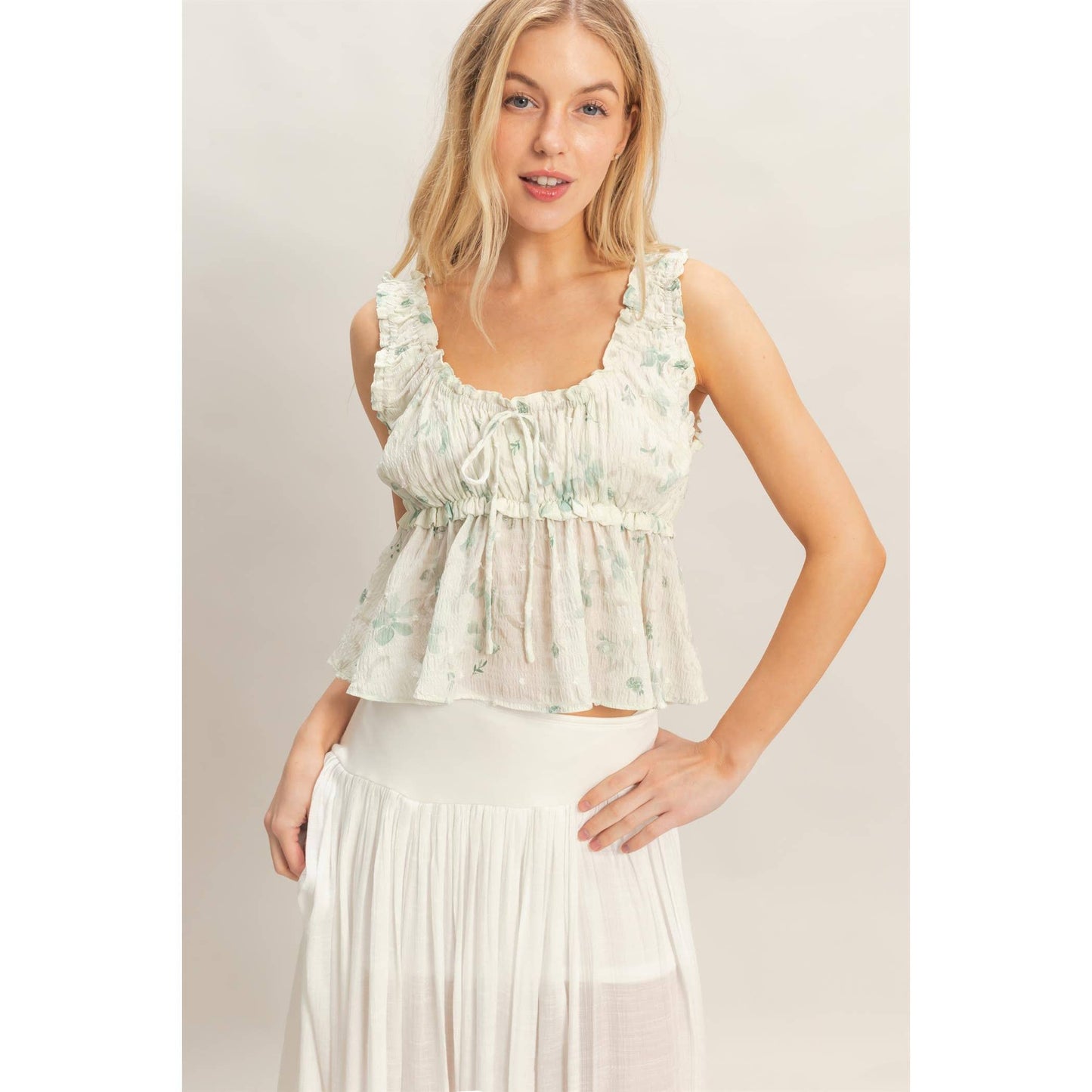 Swiss Dot Peplum Top