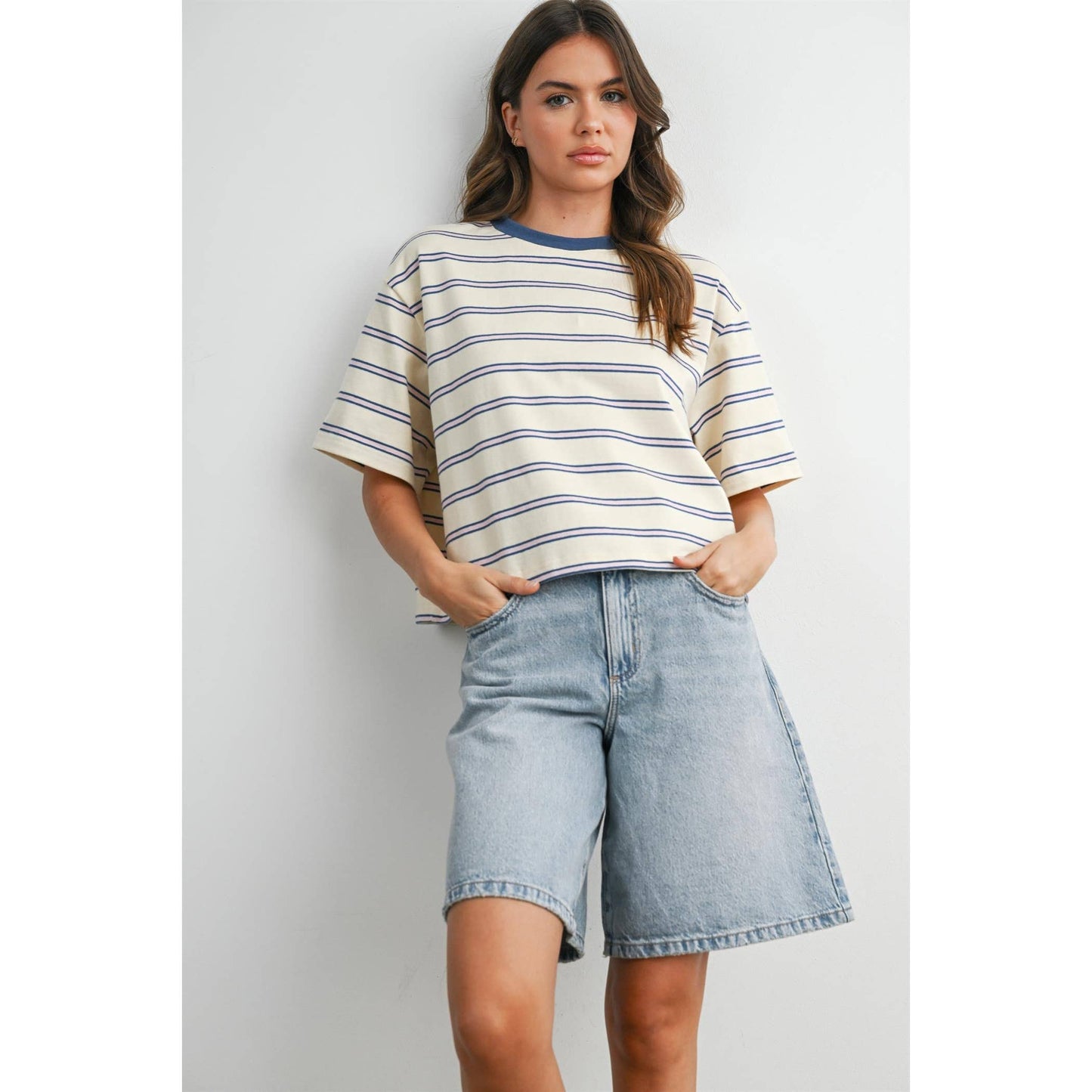Cropped T-Shirt with stripes