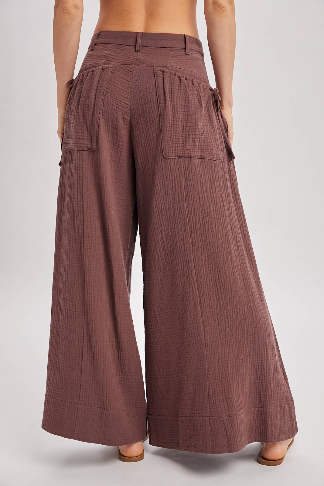 Bluivy - DRAWSTRING PATCH POCKETS WIDE LEG PANTS