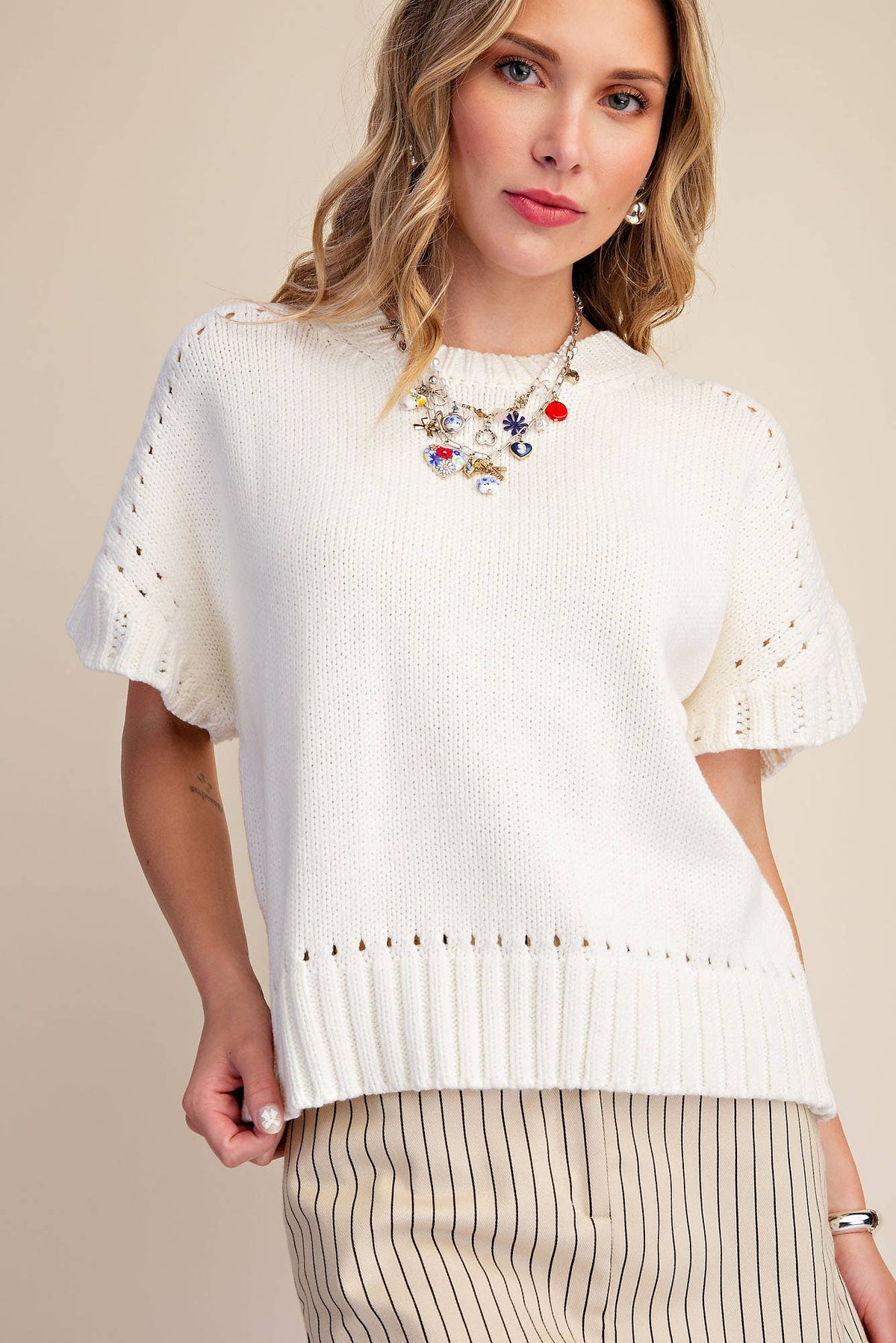 Glam - Short-Sleeve Crew-Neck Sweater