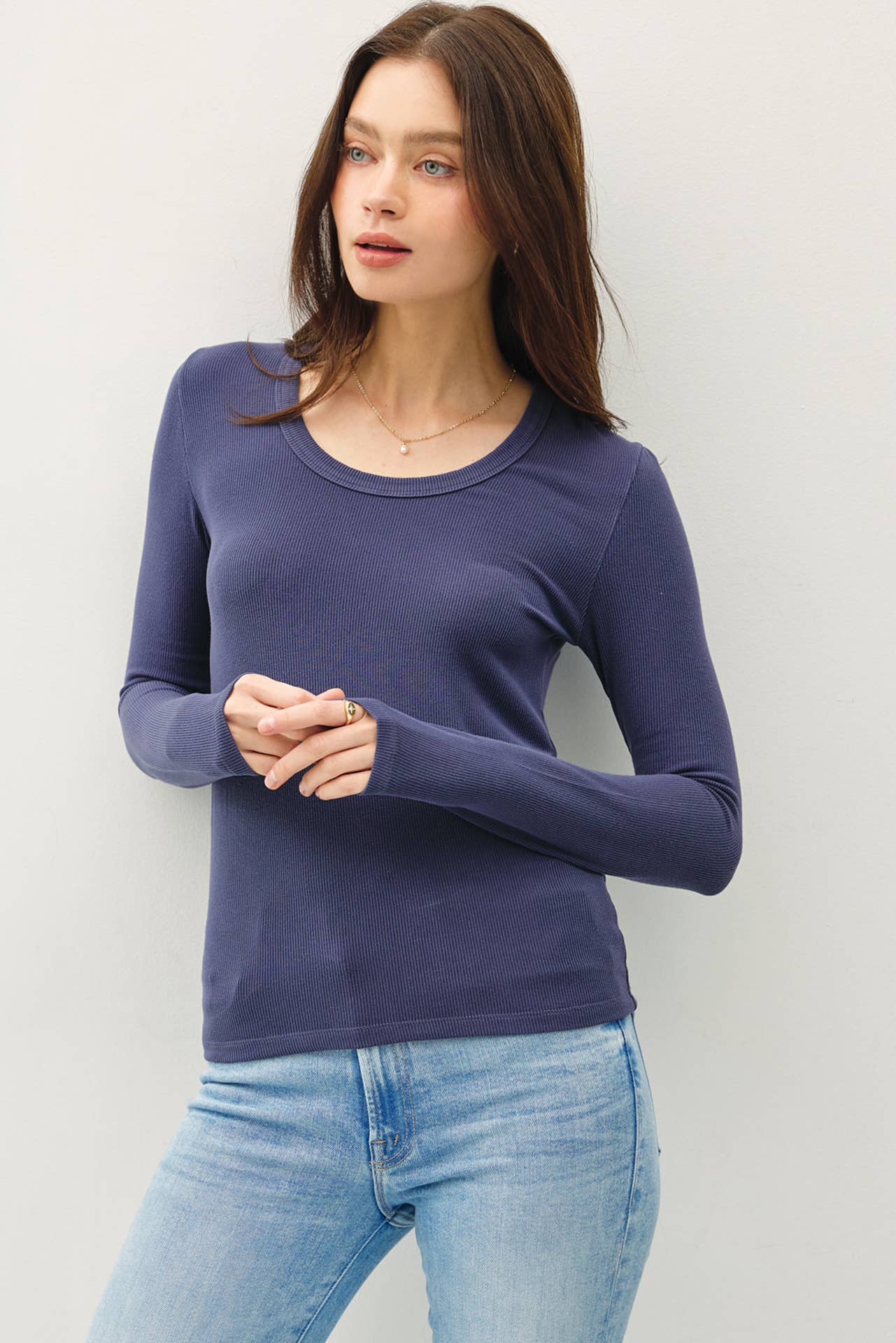 ULTRA SOFT BASIC SCOOP NECK LONG SLEEVE TEE