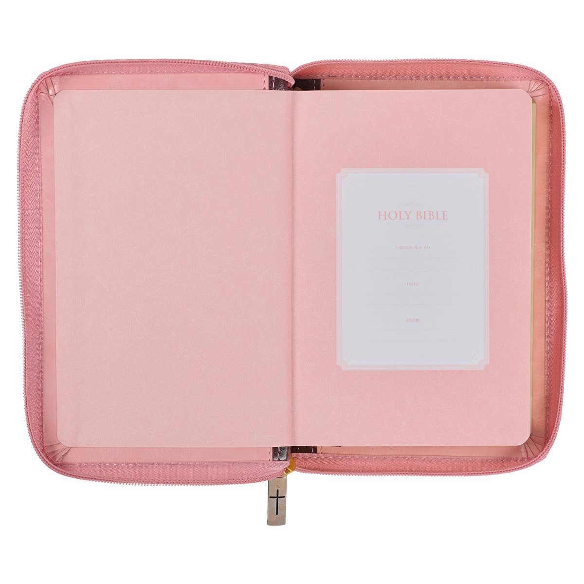 KJV Bible Compact Faux Leather, Pink/Burgundy w/zipper