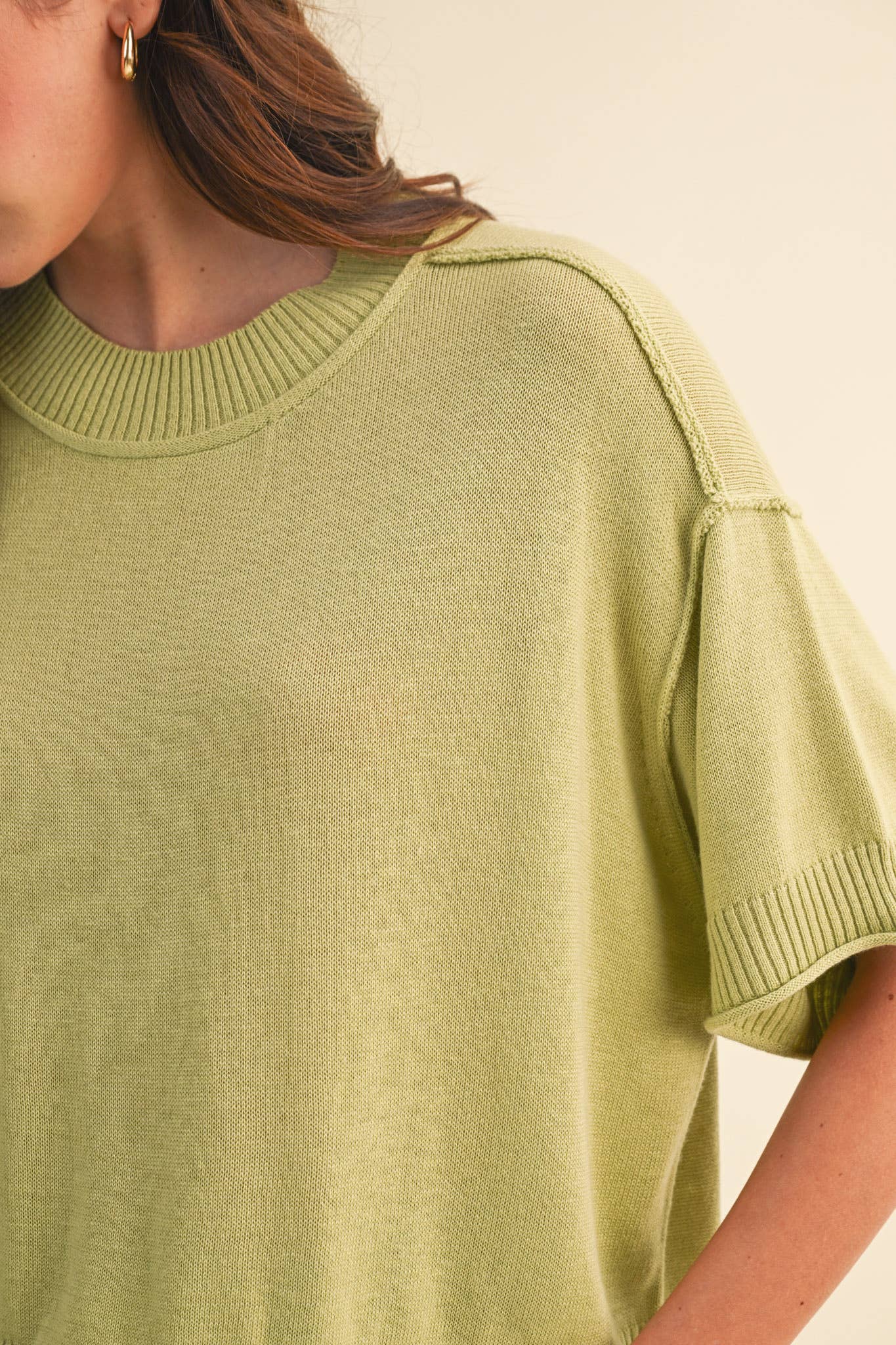 pineapple color short sleeve sweater