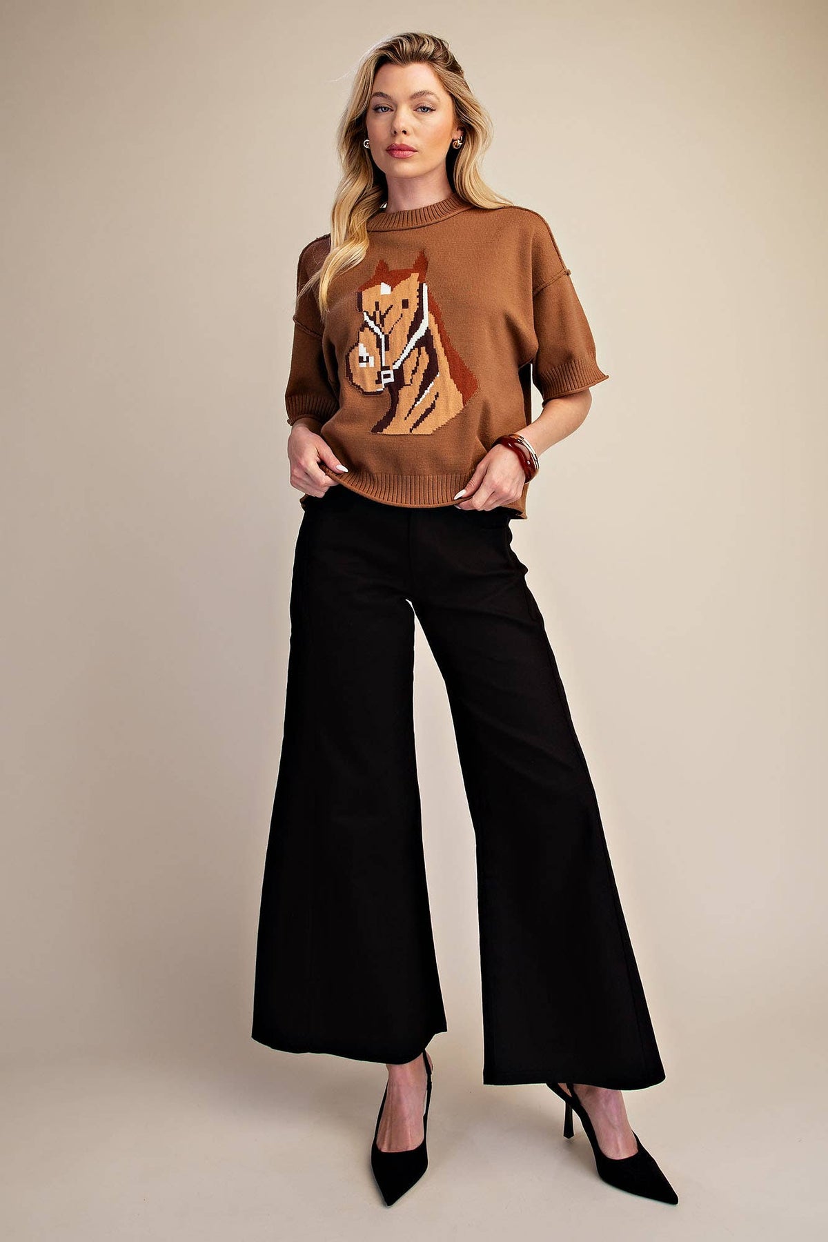 Glam - Western Horse Crew Neck Sweater