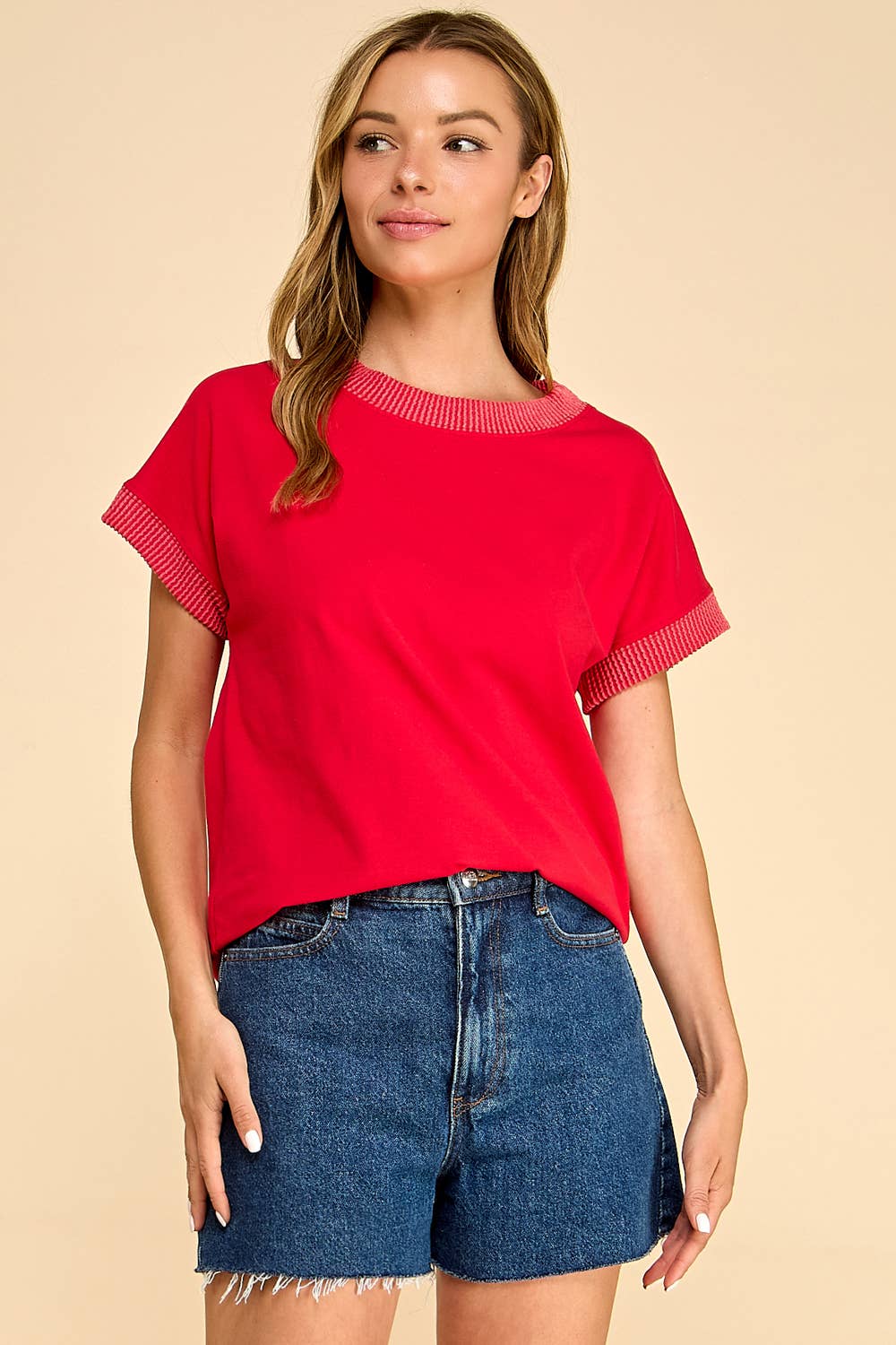 Les Amis - Rib Trim Top
