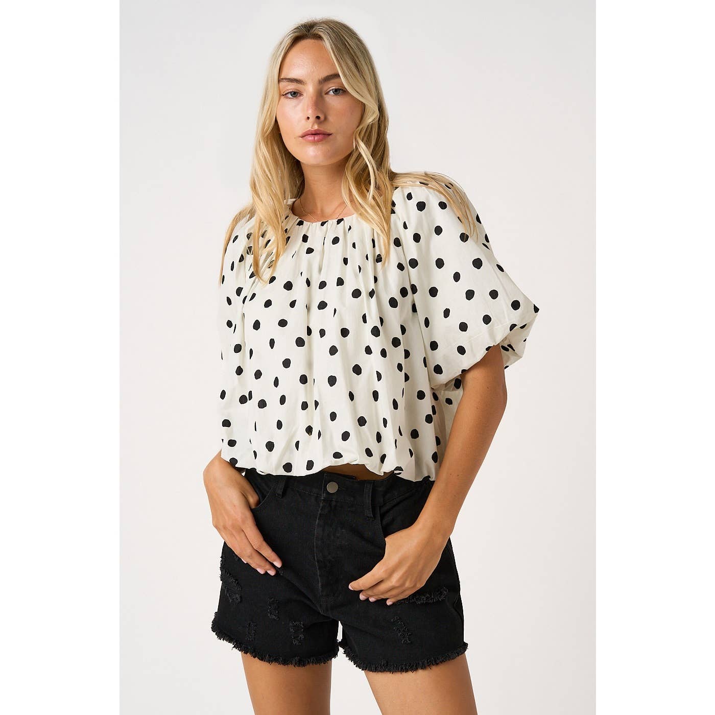 SHORT SLEEVE BUBBLE TOP