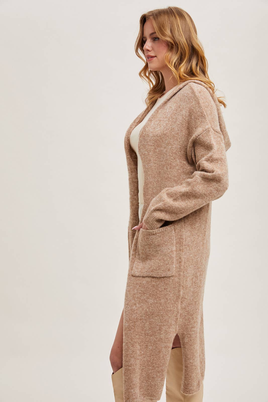 LONGLINE HOODIE OPEN FRONT CARDIGAN