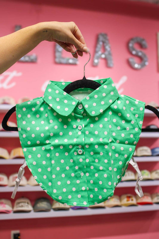 Summer Tees - GREEN POLKA DOT COLLAR