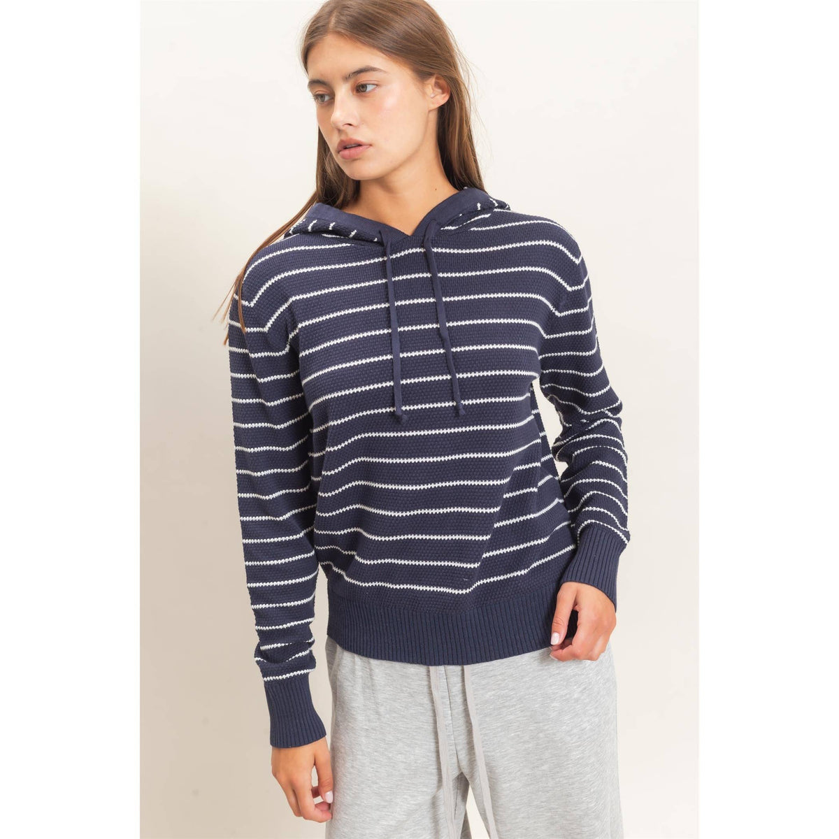 Double Zero - Striped Hooded Sweater